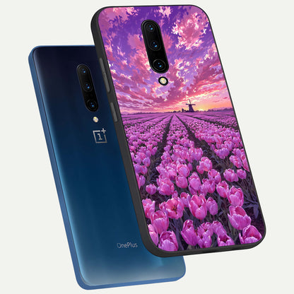  Lavender Dream Skies phone case For OnePlus 7 Pro showing premium glass back cover with detailed artwork
