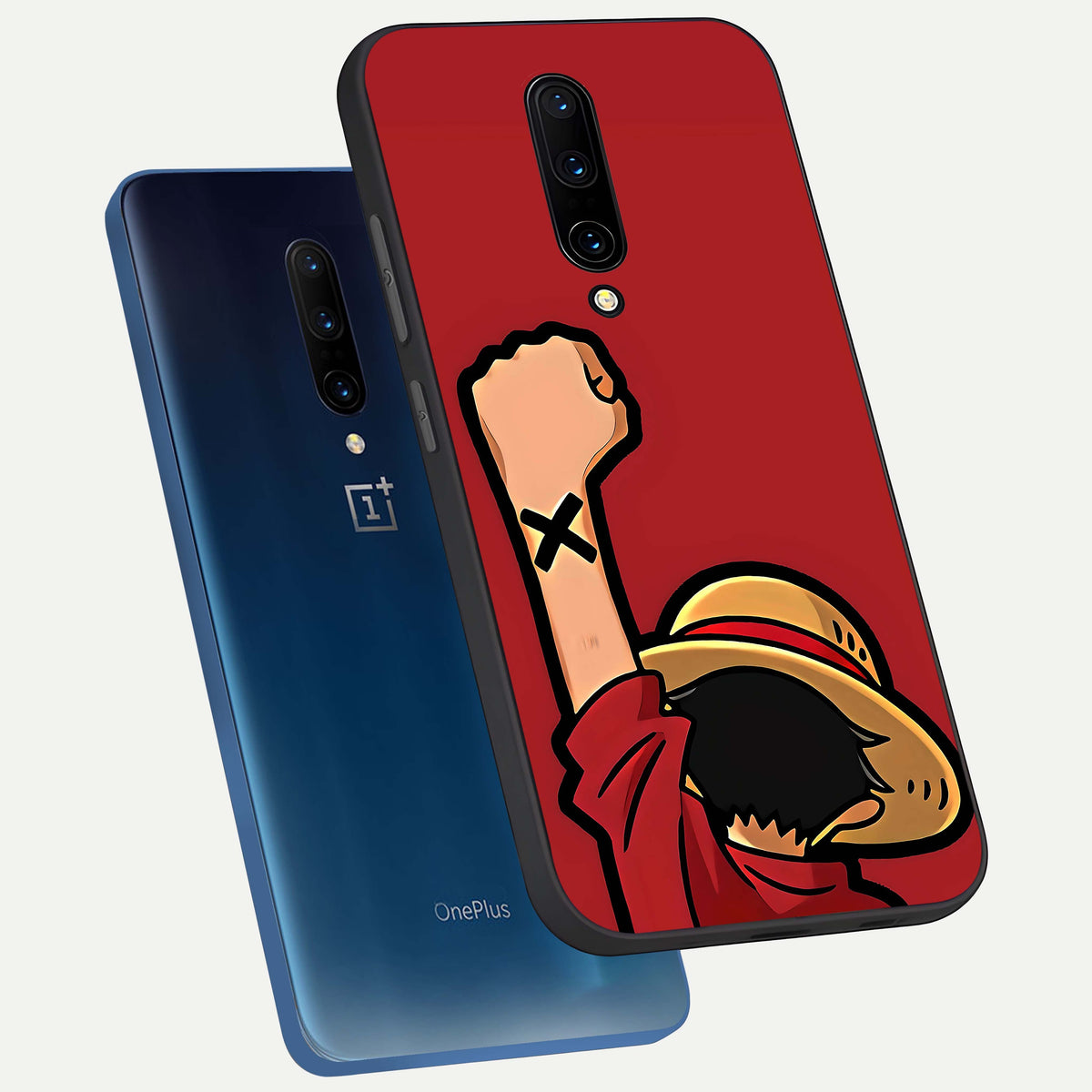  Luffy X Spirit phone case For OnePlus 7 Pro showing premium glass back cover with detailed artwork
