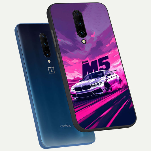  MS Neon Car phone case For OnePlus 7 Pro showing premium glass back cover with detailed artwork