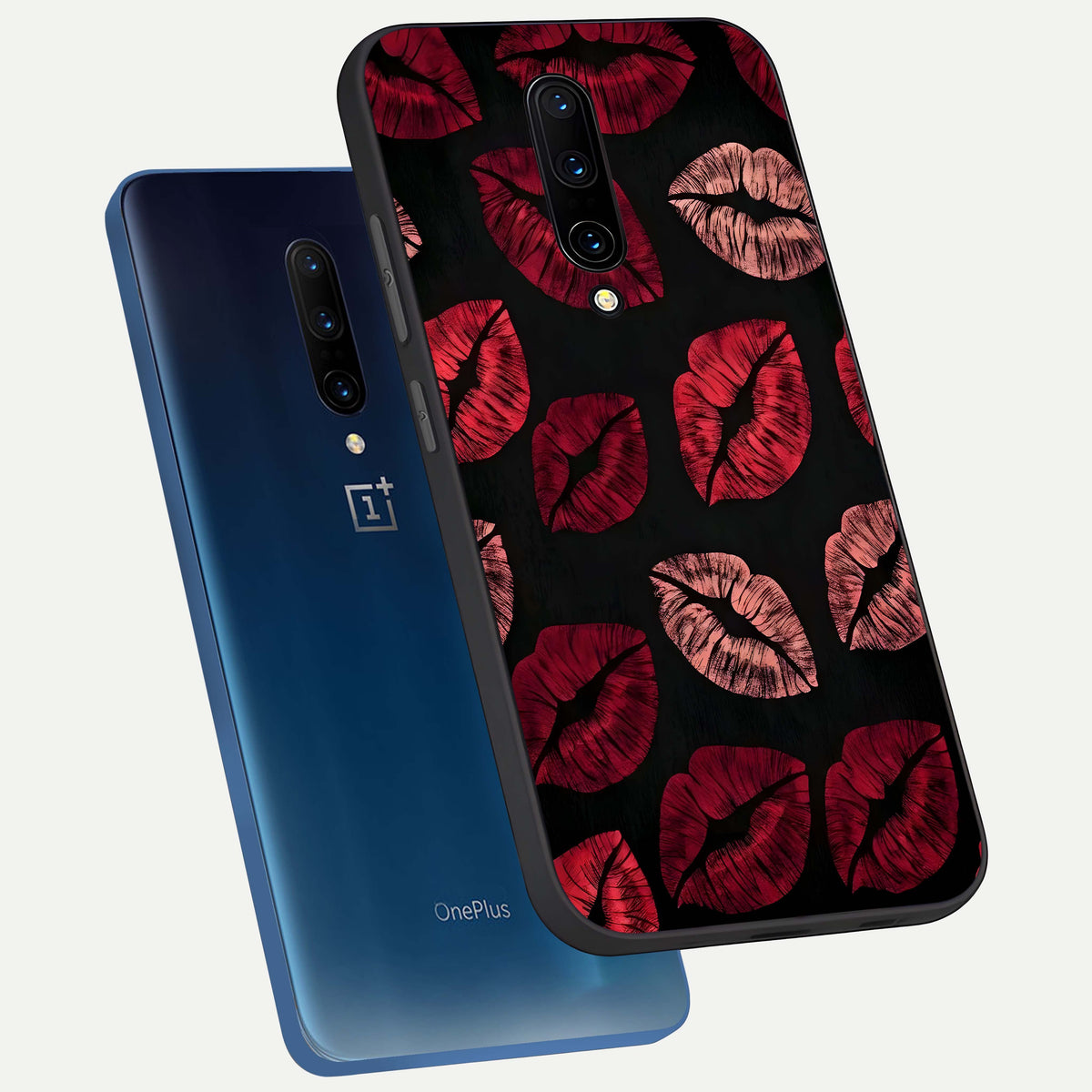  Midnight Kiss Love phone case For OnePlus 7 Pro showing premium glass back cover with detailed artwork