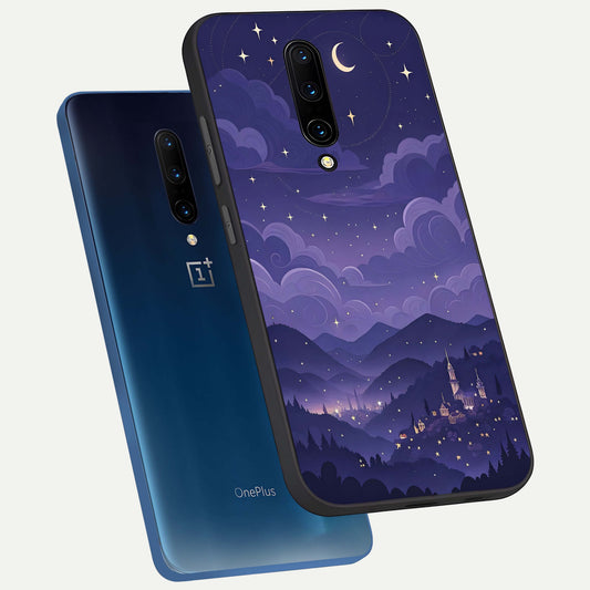  Minimal Night View phone case For OnePlus 7 Pro showing premium glass back cover with detailed artwork