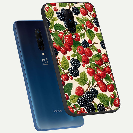  Mixed Berry Collage phone case For OnePlus 7 Pro showing premium glass back cover with detailed artwork
