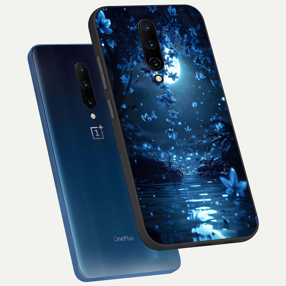  Moonlight Petal Dream phone case For OnePlus 7 Pro showing premium glass back cover with detailed artwork