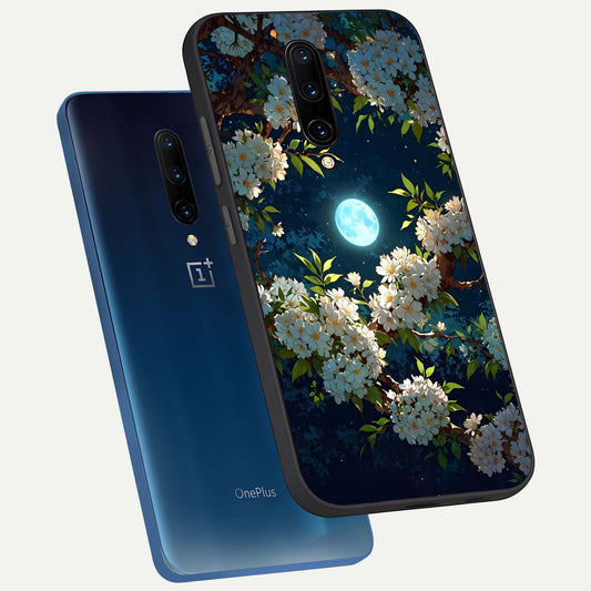  Moonlit Blossom Dream phone case For OnePlus 7 Pro showing premium glass back cover with detailed artwork