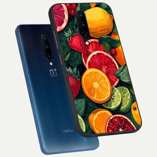  Multiple Fruits phone case For OnePlus 7 Pro showing premium glass back cover with detailed artwork