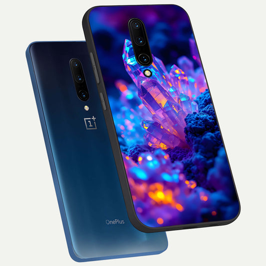  Neon Aura Shards phone case For OnePlus 7 Pro showing premium glass back cover with detailed artwork