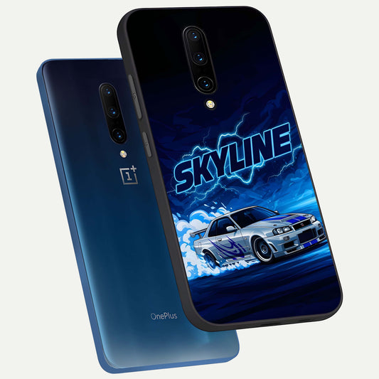  Neon Drift Beast phone case For OnePlus 7 Pro showing premium glass back cover with detailed artwork