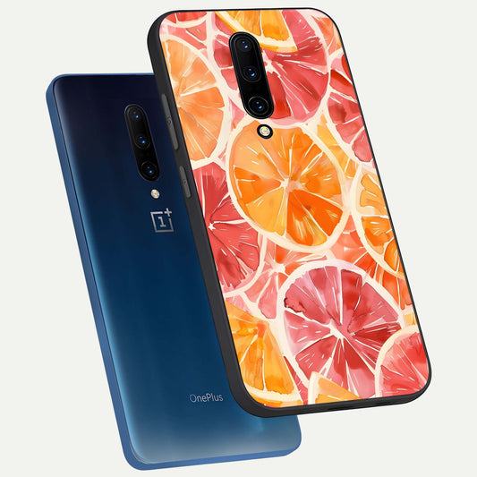  Orange Fruits Pattern phone case For OnePlus 7 Pro showing premium glass back cover with detailed artwork