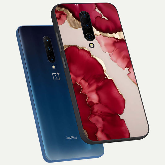  Pink And White Marble phone case For OnePlus 7 Pro showing premium glass back cover with detailed artwork