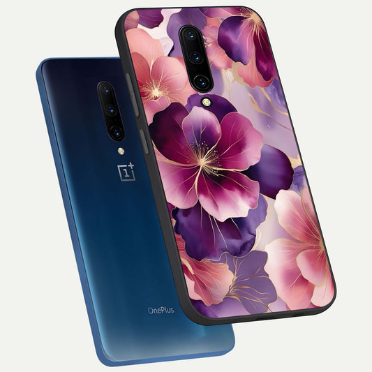  Pink Bouquet Florals phone case For OnePlus 7 Pro showing premium glass back cover with detailed artwork