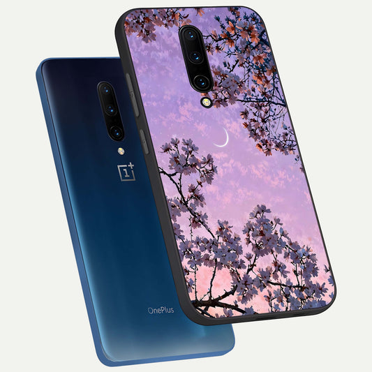  Purple Serenity Moon phone case For OnePlus 7 Pro showing premium glass back cover with detailed artwork