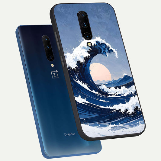  Rising Tide Power phone case For OnePlus 7 Pro showing premium glass back cover with detailed artwork