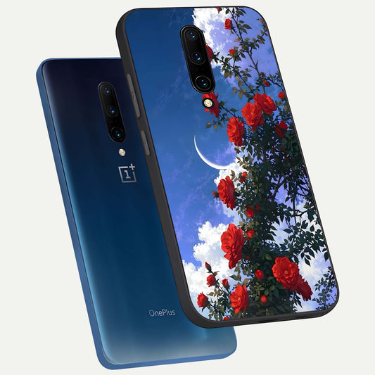  Rose Drift Flowers phone case For OnePlus 7 Pro showing premium glass back cover with detailed artwork