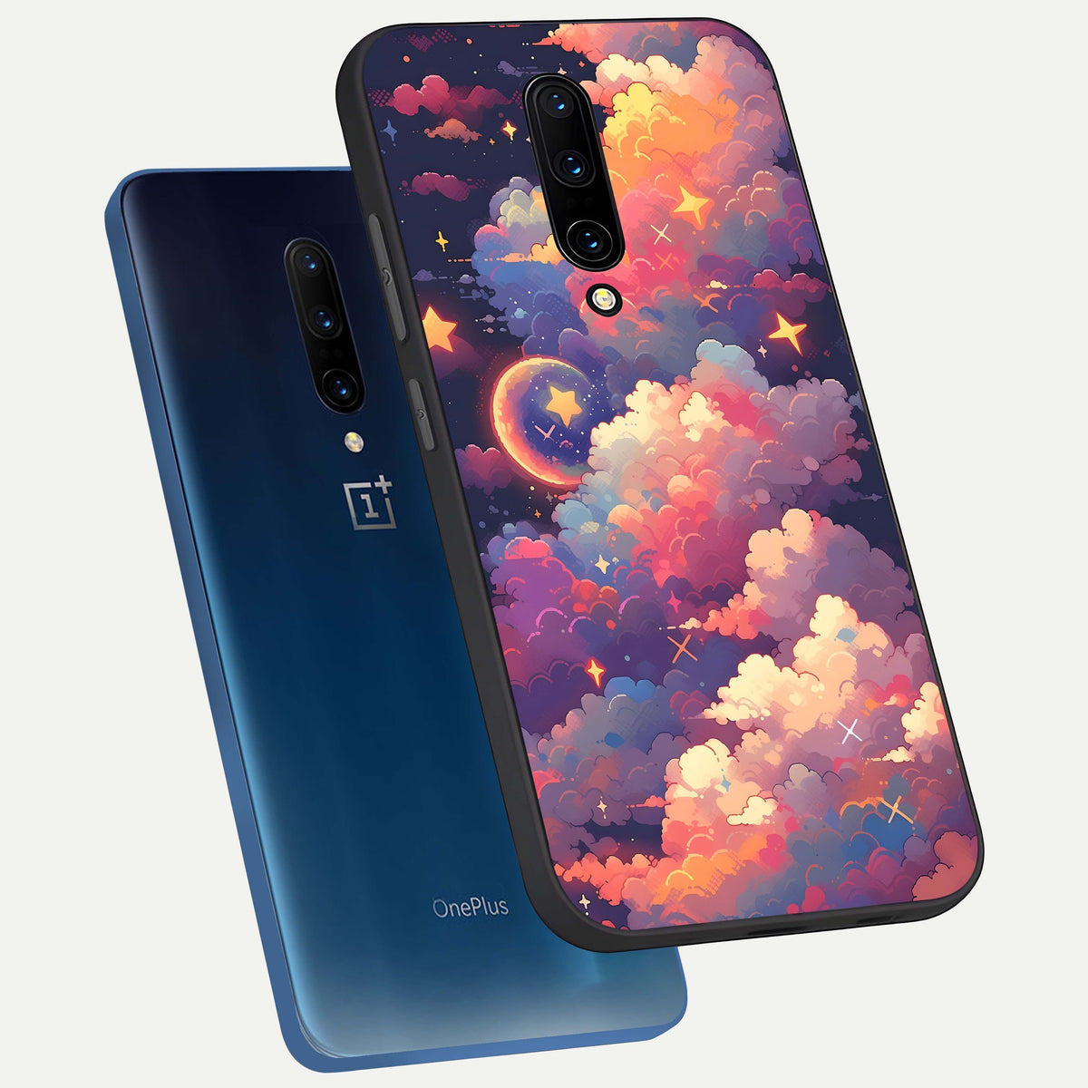  Starlit Dream Clouds phone case For OnePlus 7 Pro showing premium glass back cover with detailed artwork