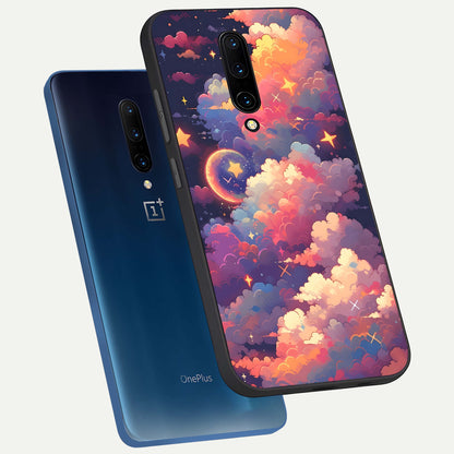  Starlit Dream Clouds phone case For OnePlus 7 Pro showing premium glass back cover with detailed artwork