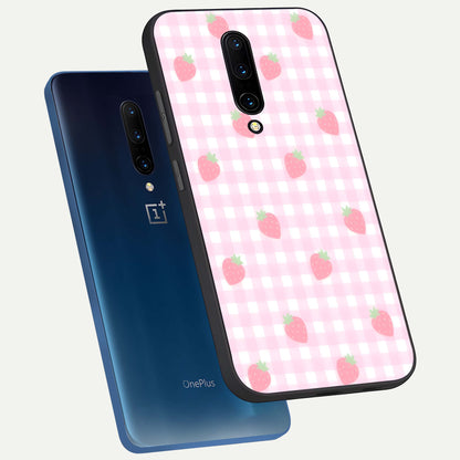  Strawberry Picnic Love phone case For OnePlus 7 Pro showing premium glass back cover with detailed artwork