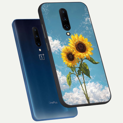  Sunlit Daisy Glow phone case For OnePlus 7 Pro showing premium glass back cover with detailed artwork