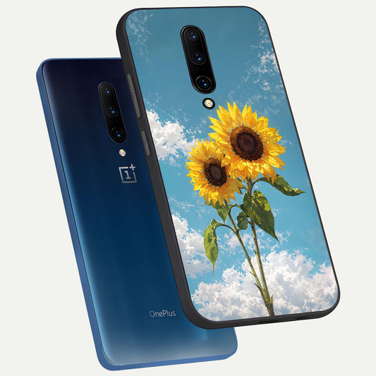  Sunlit Daisy Glow phone case For OnePlus 7 Pro showing premium glass back cover with detailed artwork