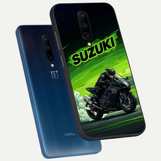  Suzuki Speed Beast phone case For OnePlus 7 Pro showing premium glass back cover with detailed artwork
