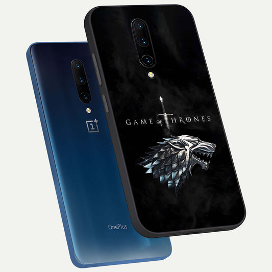  Throne Wolf Legacy phone case For OnePlus 7 Pro showing premium glass back cover with detailed artwork