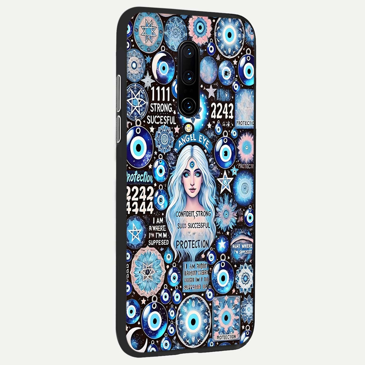  Angel Aura Shield back cover For OnePlus 7 Pro slim fit glass case with vibrant aesthetic design