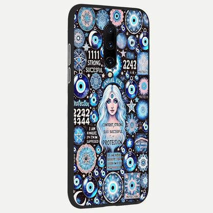  Angel Aura Shield back cover For OnePlus 7 Pro slim fit glass case with vibrant aesthetic design