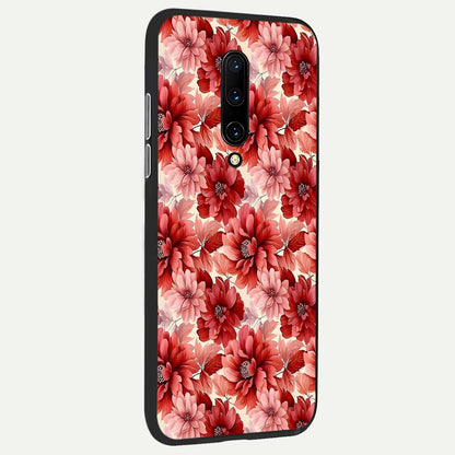  Crimson Love Petals back cover For OnePlus 7 Pro slim fit glass case with vibrant aesthetic design