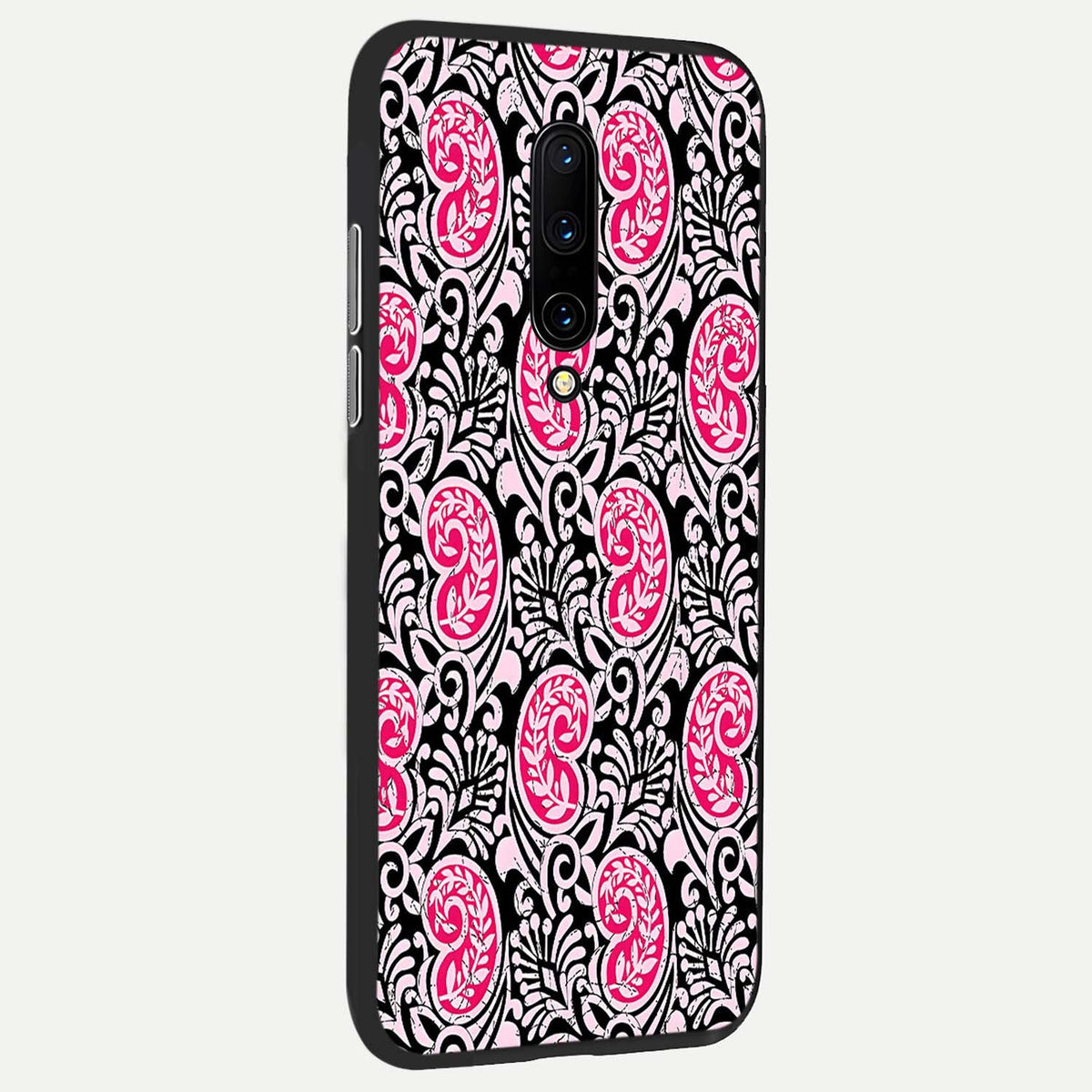  Crimson Paisley Charm back cover For OnePlus 7 Pro slim fit glass case with vibrant aesthetic design