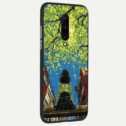  Golden Leaves Glow back cover For OnePlus 7 Pro slim fit glass case with vibrant aesthetic design