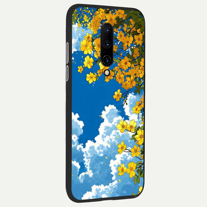  Golden Petal Sky back cover For OnePlus 7 Pro slim fit glass case with vibrant aesthetic design