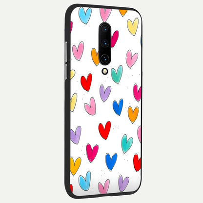  Playful Love Doodles back cover For OnePlus 7 Pro slim fit glass case with vibrant aesthetic design