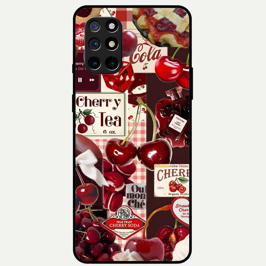 Aesthetic Cherry Tea Glass Case For OnePlus 8T back cover – full design glossy printed glass finish