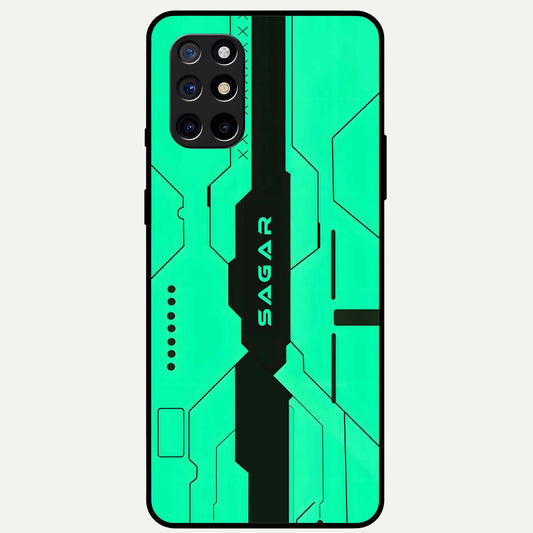  Aqua Tech CYBERPUNK Custom Name Glass Case For OnePlus 8T back cover – full design glossy printed glass finish