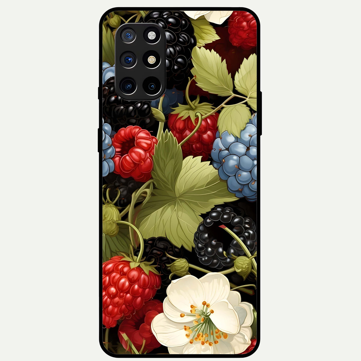  Berry Bloom Charm Glass Case For OnePlus 8T back cover – full design glossy printed glass finish