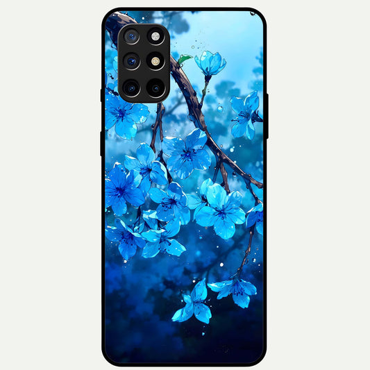  Blue Blossoms Branch Glass Case For OnePlus 8T back cover – full design glossy printed glass finish