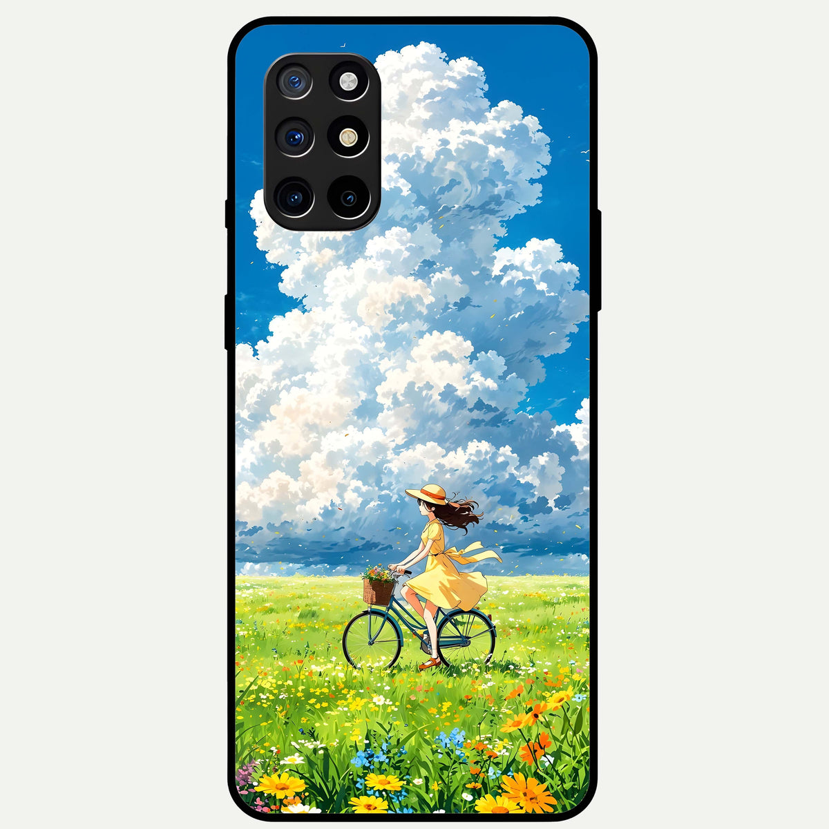  Breezy Meadow Ride Glass Case For OnePlus 8T back cover – full design glossy printed glass finish