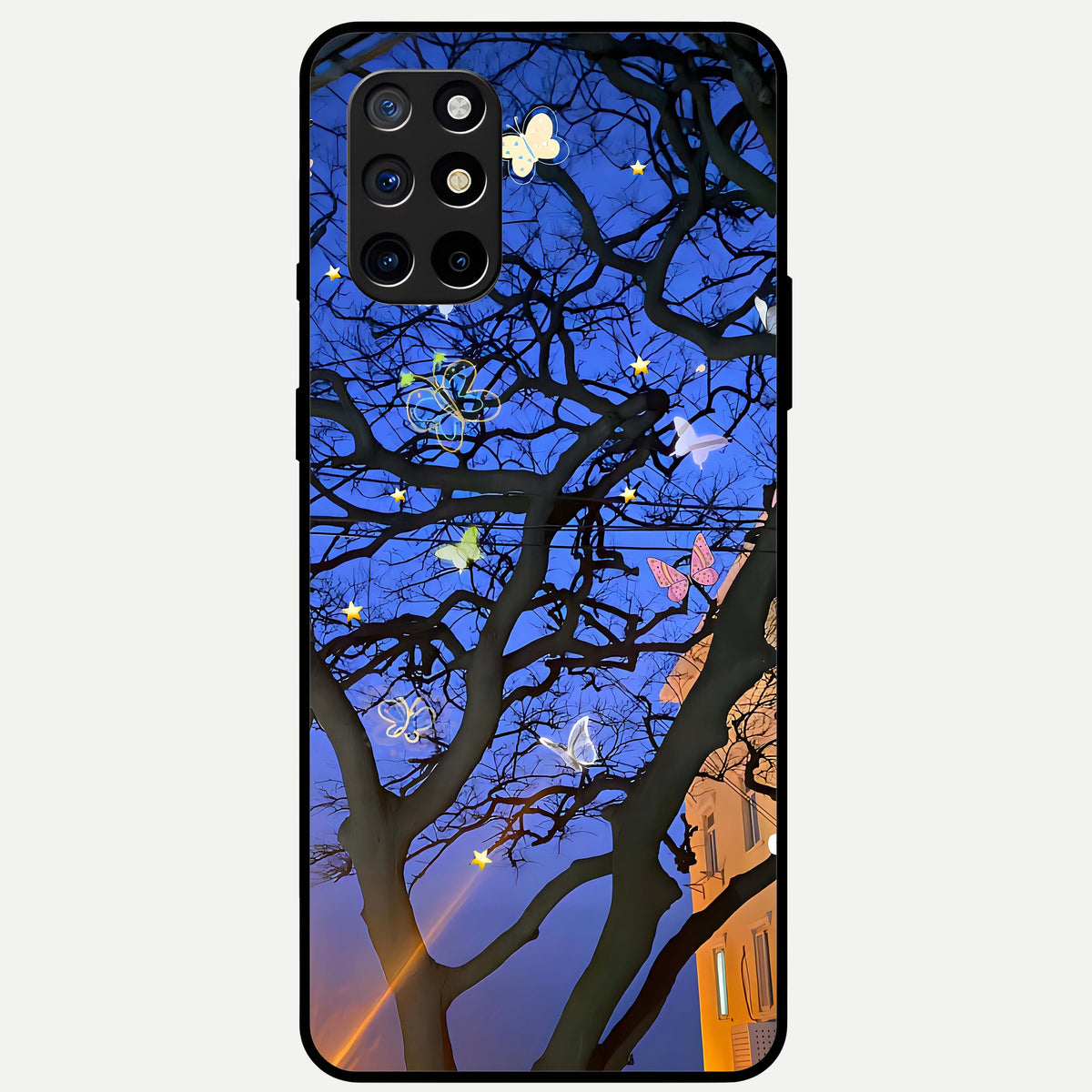  Butterfly Night Magic Glass Case For OnePlus 8T back cover – full design glossy printed glass finish