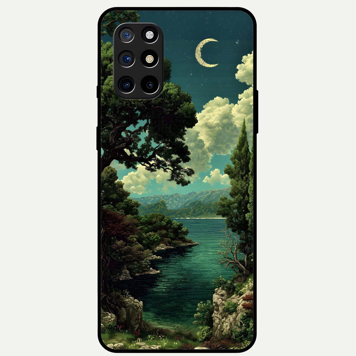  Celestial Lake Peace Glass Case For OnePlus 8T back cover – full design glossy printed glass finish