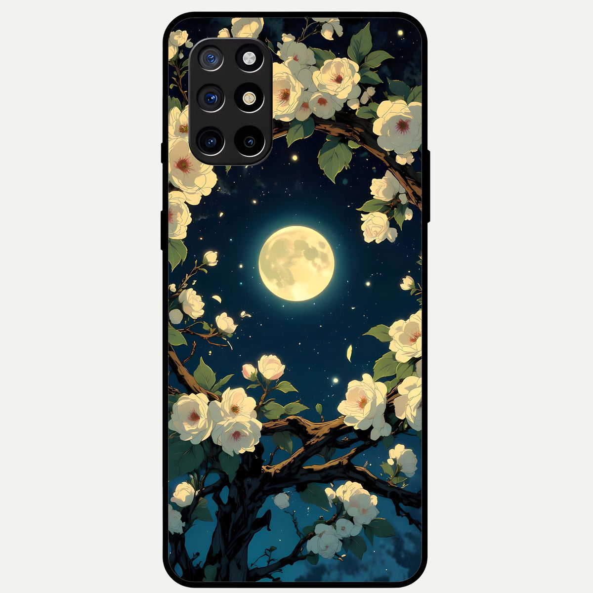  Celestial Moon And Flower Glass Case For OnePlus 8T back cover – full design glossy printed glass finish