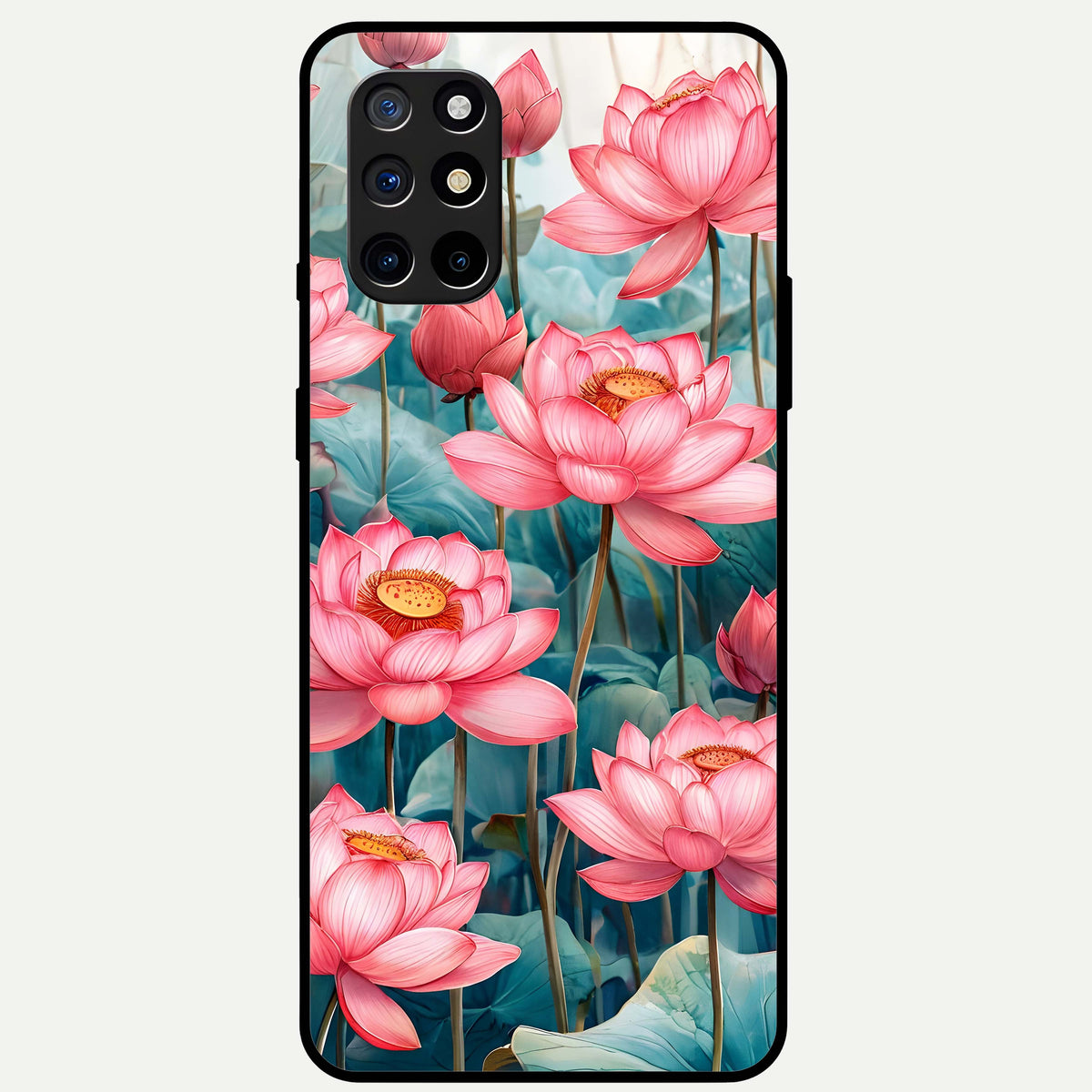  Celestial Pink Lotus Glass Case For OnePlus 8T back cover – full design glossy printed glass finish