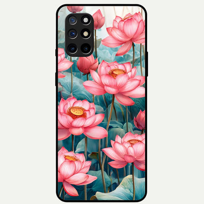  Celestial Pink Lotus Glass Case For OnePlus 8T back cover – full design glossy printed glass finish
