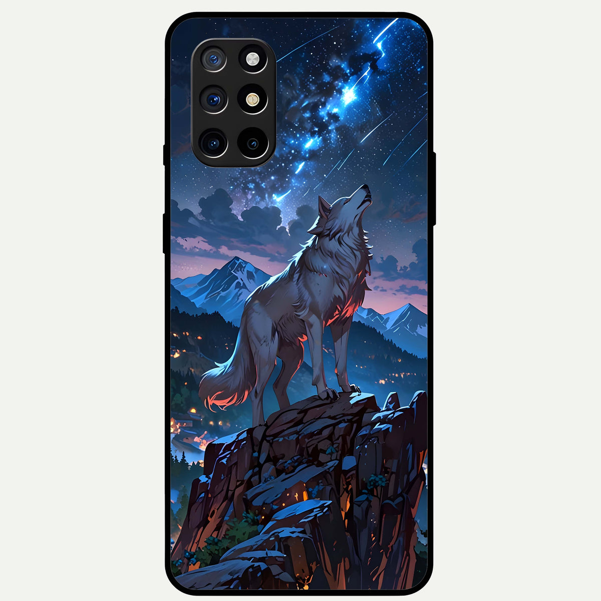  Celestial Wolf Howl Glass Case For OnePlus 8T back cover – full design glossy printed glass finish