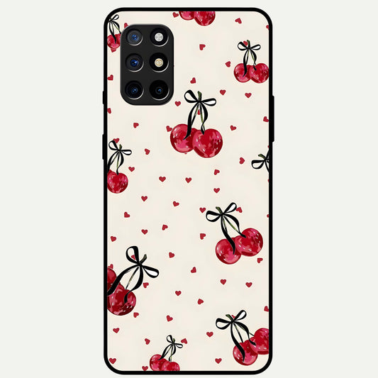  Cherry Heart Bow Glass Case For OnePlus 8T back cover – full design glossy printed glass finish