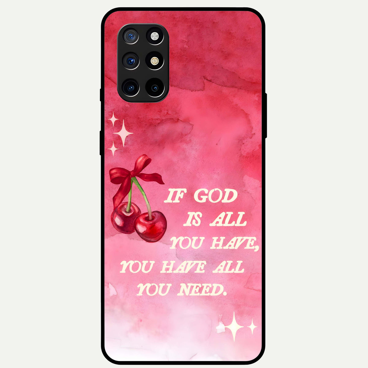  Cherry Quote Glass Case For OnePlus 8T back cover – full design glossy printed glass finish
