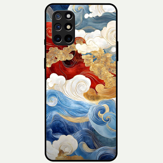  Colored Waves Glass Case For OnePlus 8T back cover – full design glossy printed glass finish