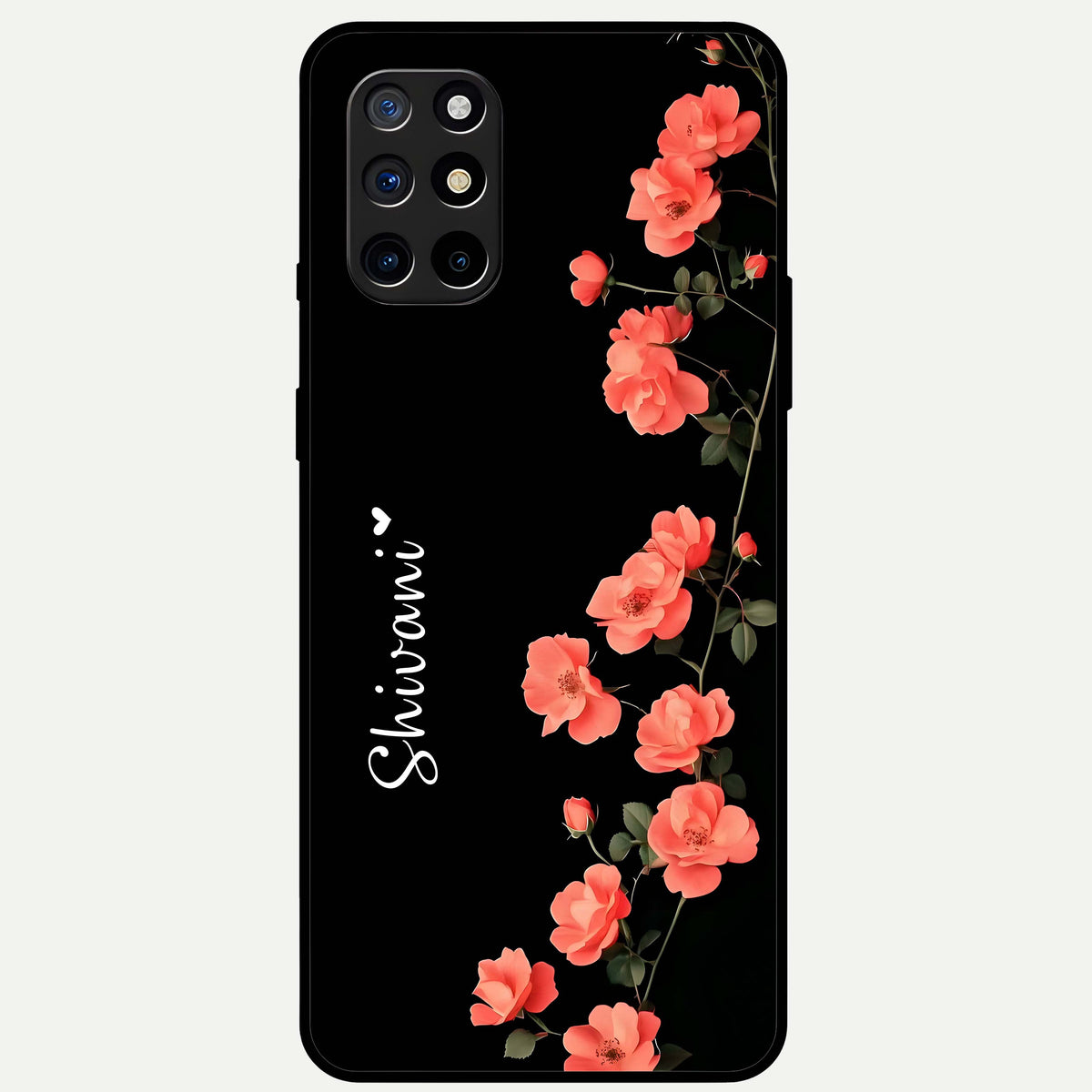 Crimson Bloom Grace Custom Name Glass Case For OnePlus 8T back cover – full design glossy printed glass finish
