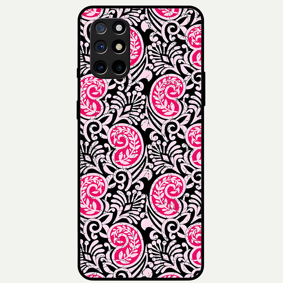  Crimson Paisley Charm Glass Case For OnePlus 8T back cover – full design glossy printed glass finish