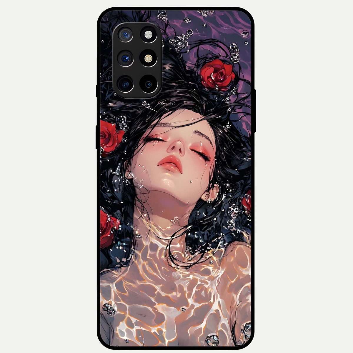  Crimson Rose Serenity Glass Case For OnePlus 8T back cover – full design glossy printed glass finish