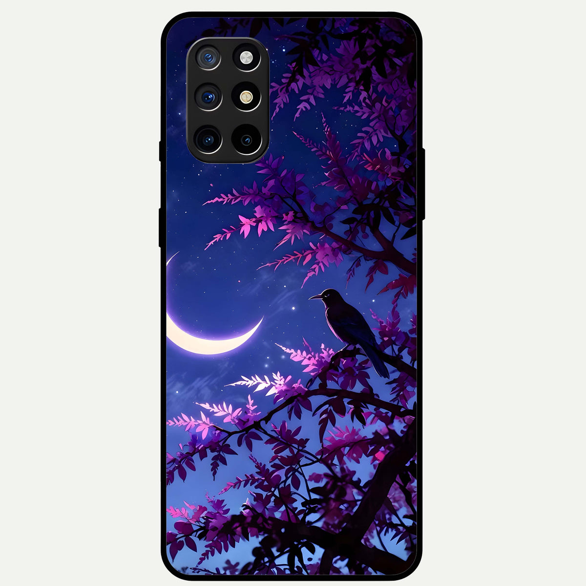  Crow And Moon Scenery Glass Case For OnePlus 8T back cover – full design glossy printed glass finish
