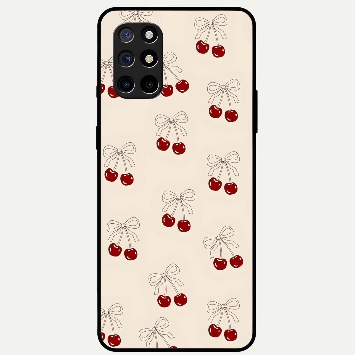  Cute Cherry Pattern Glass Case For OnePlus 8T back cover – full design glossy printed glass finish